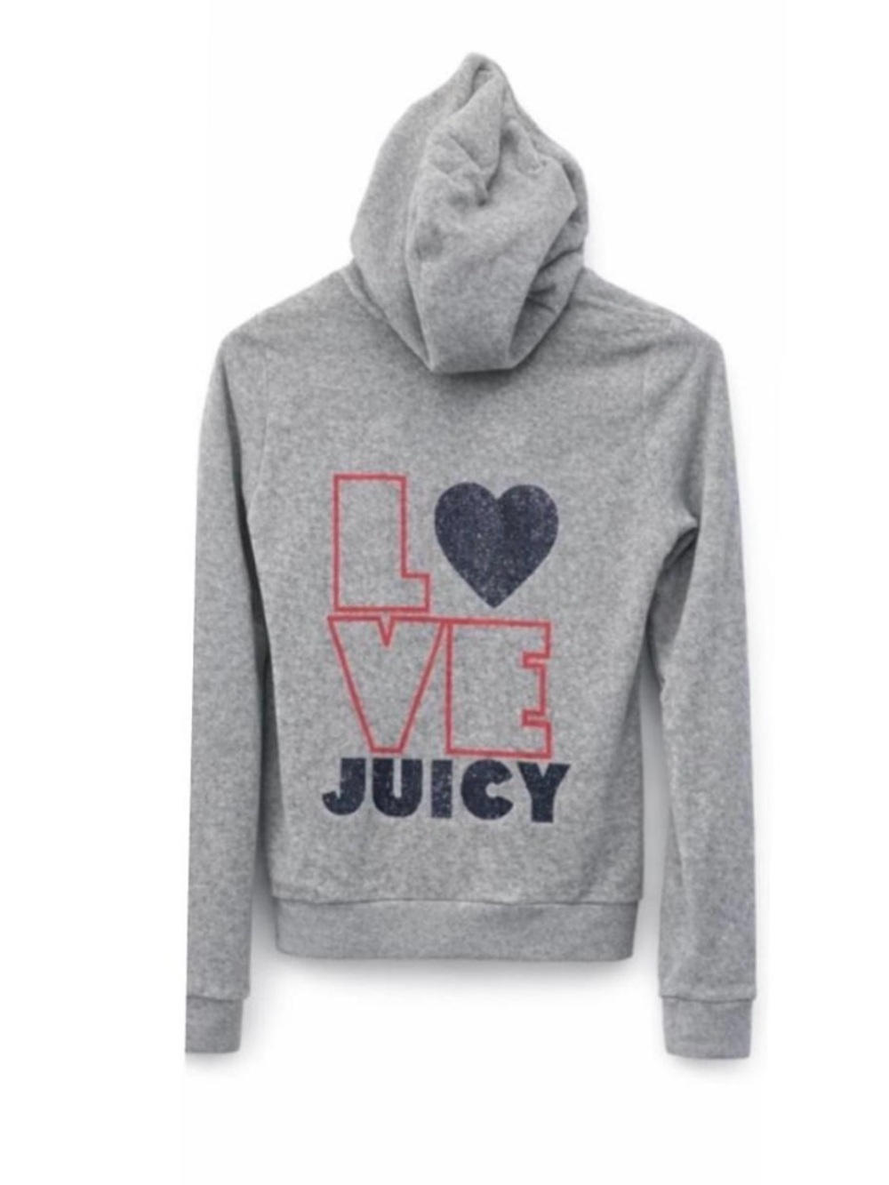 Juicy Couture 🩶LOVE JUICY🩶 Glitter Heart Velour Full-Zip Track Hoodie